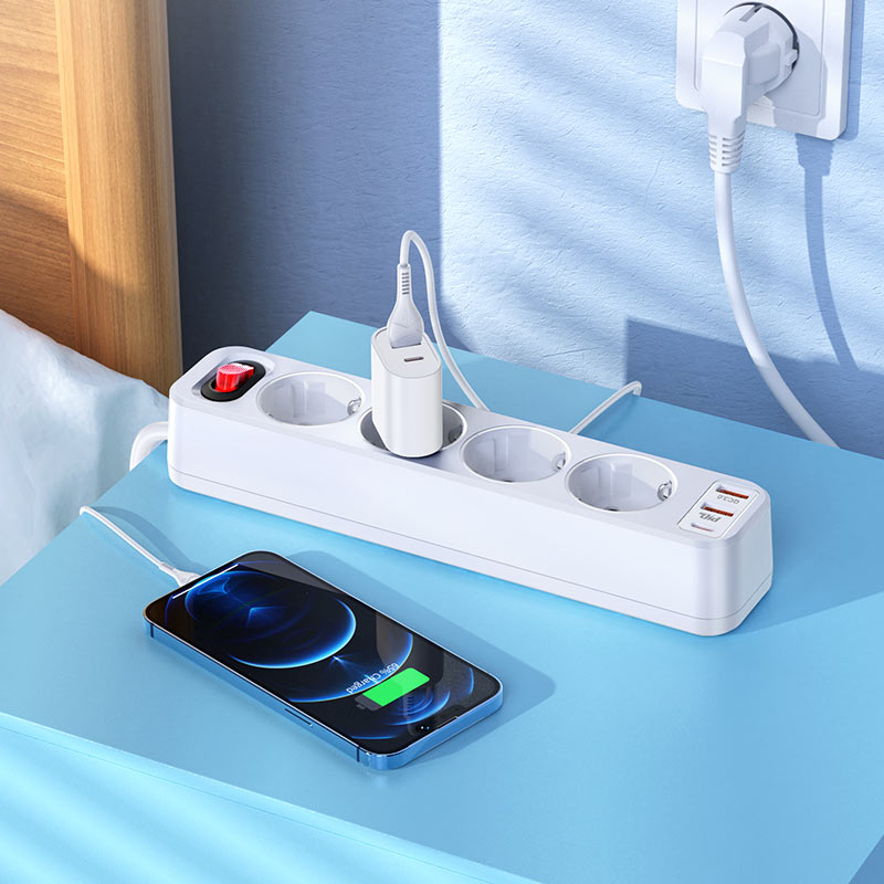 Hoco Multifunctional Safety Socket 3USB + 4BIT 4000W 1.8M NS1