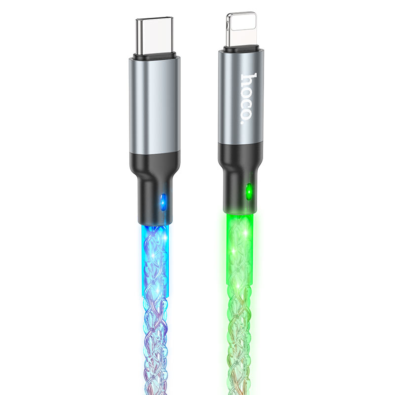 Hoco Shine Charging Data Cable Usb-C TO Lightning 1M 20W U112 - Led Colorful