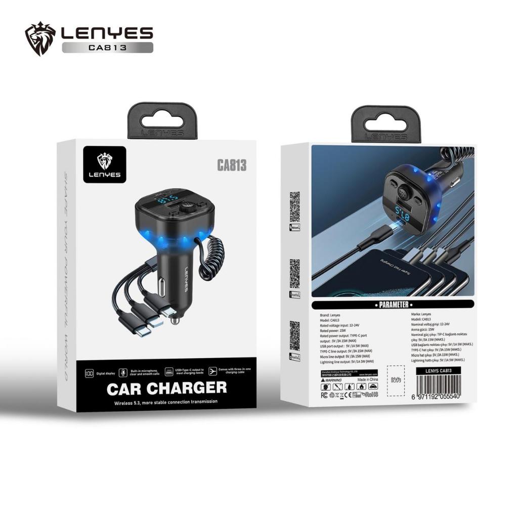 Lenyes Car Charger Wireless 5.3 More Stable Connection Transmission CA813 Black