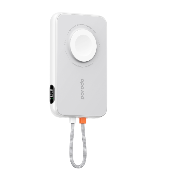 Porodo Slim Power Bank Watch Charger Integrated Lightning Cable PD 20W 5.000 Mah