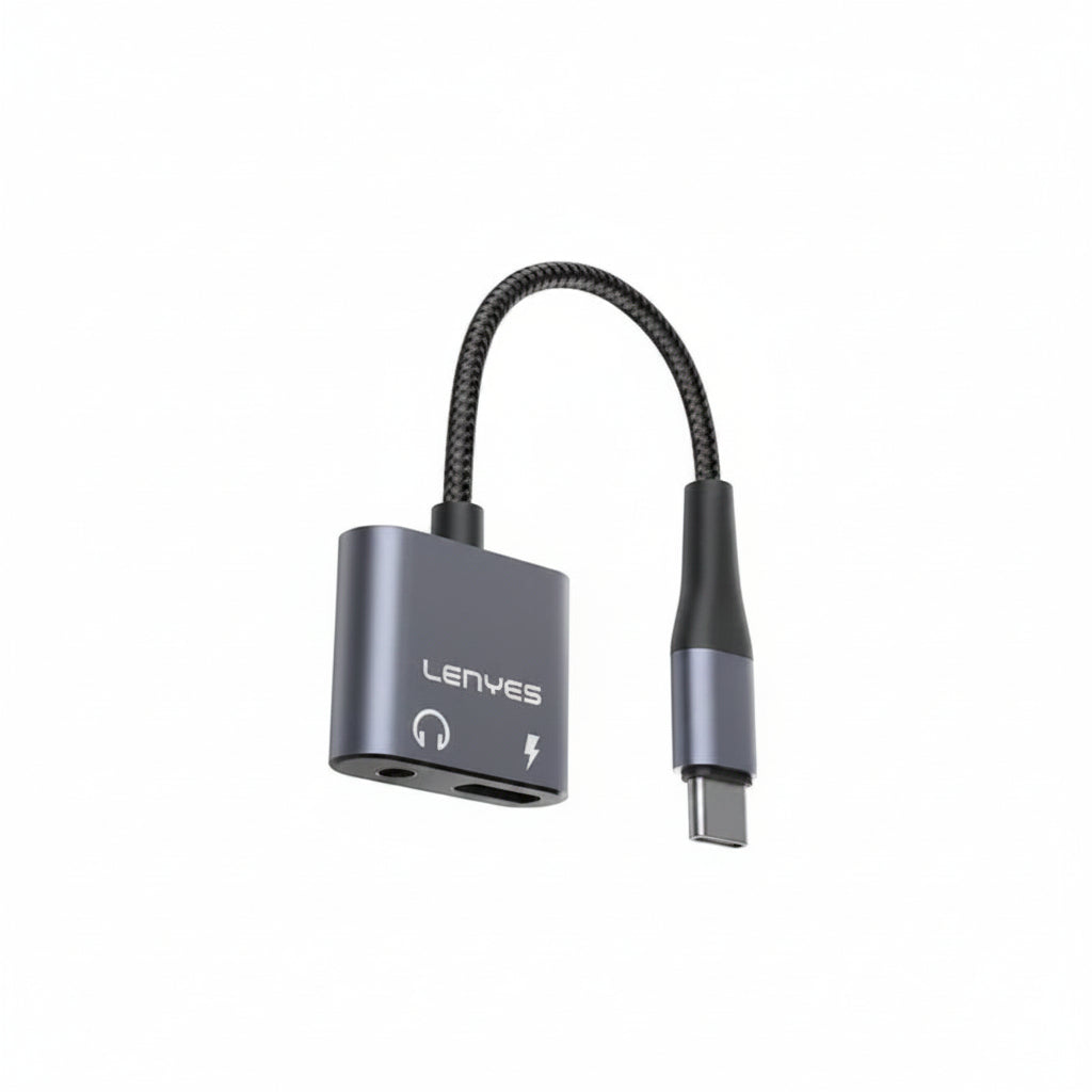 Lenyes Type-c To Type-c+3.5mm Audio Adapter AX136 Black