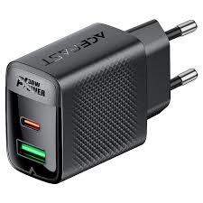 Acefast Gan Fast Dual Port Charger With USB-C+USB-A Port 30W Max - A98 Black