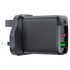 Acefast Gan Fast Dual Port Charger With USB-C+USB-A Ports A99 Black