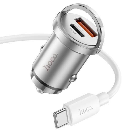 hoco PD45W+QC3.0 Fast Charging Mini Pull Loop Car Charger NZ10 Silver