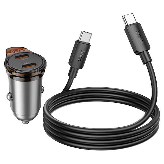 hoco Mini Size High Power Car Charger 45W NZ16B Metal Gray