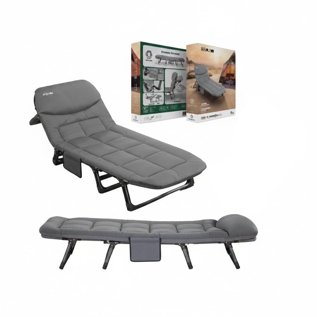 Green Lion Foldable Camping Bed 150kg Max Load Gray