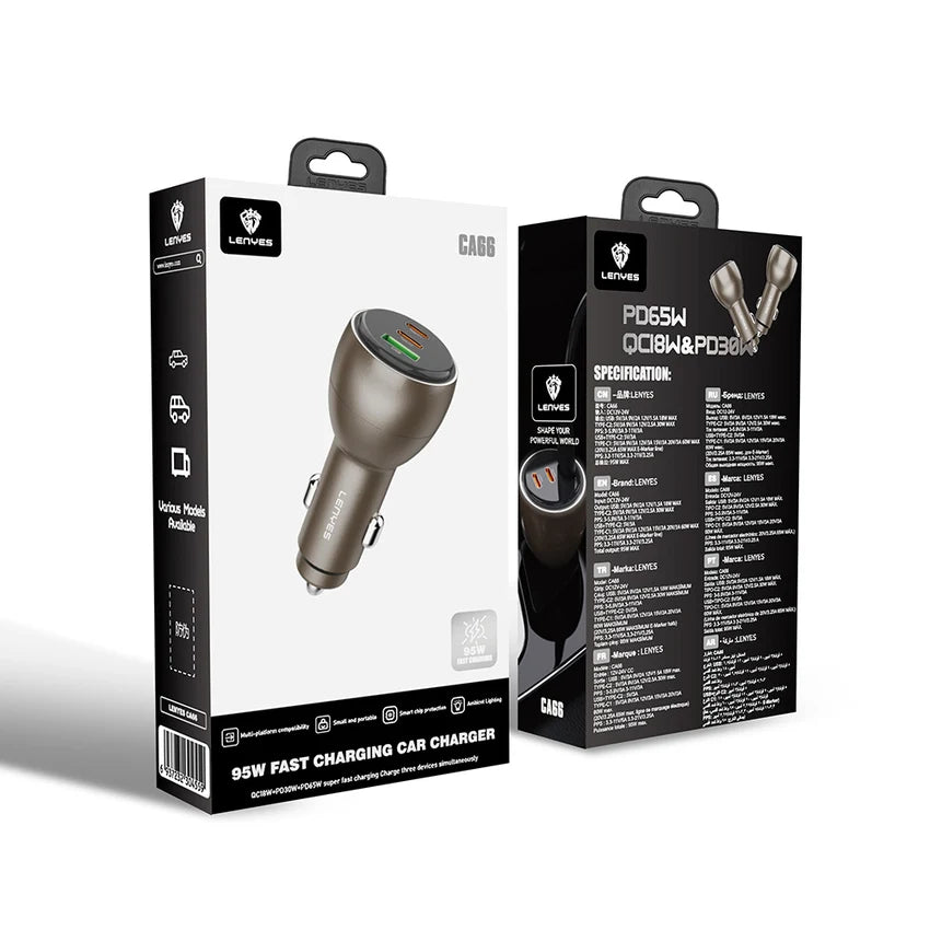 Lenyes 95W Fast Charging Car Charger CA66 Black