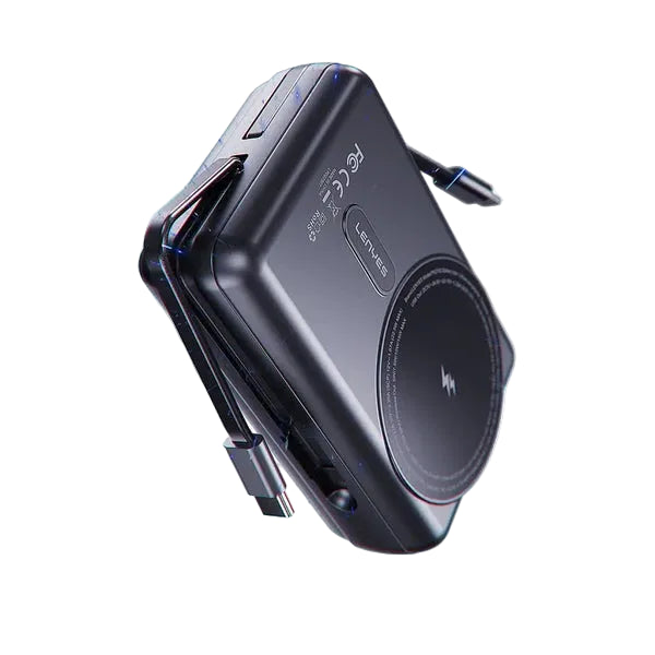 Lenyes Double Wire Magnetic Power Bank With Stand 22.5W PX274D Black
