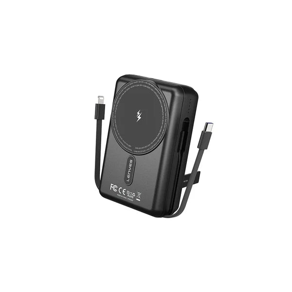 Lenyes Double Wire Magnetic Power Bank With Stand 22.5W PX274D Black