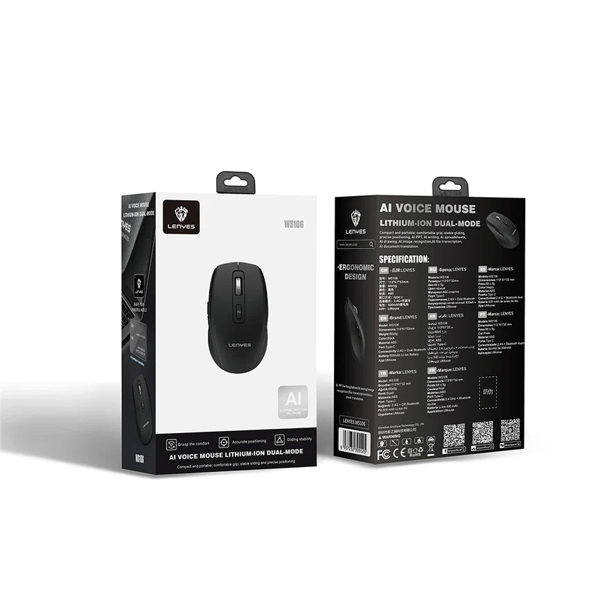 Lenyes Ai Voice Mouse Lithium-ion Dual-Mde WS106 Black