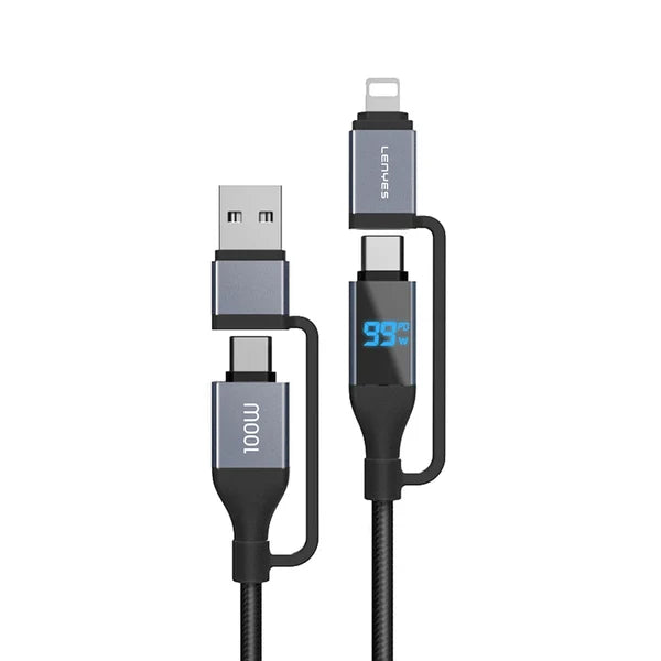 Lenyes Data Cable With Digital Display 4 IN 1 Charging Cable 1m LC542 Black