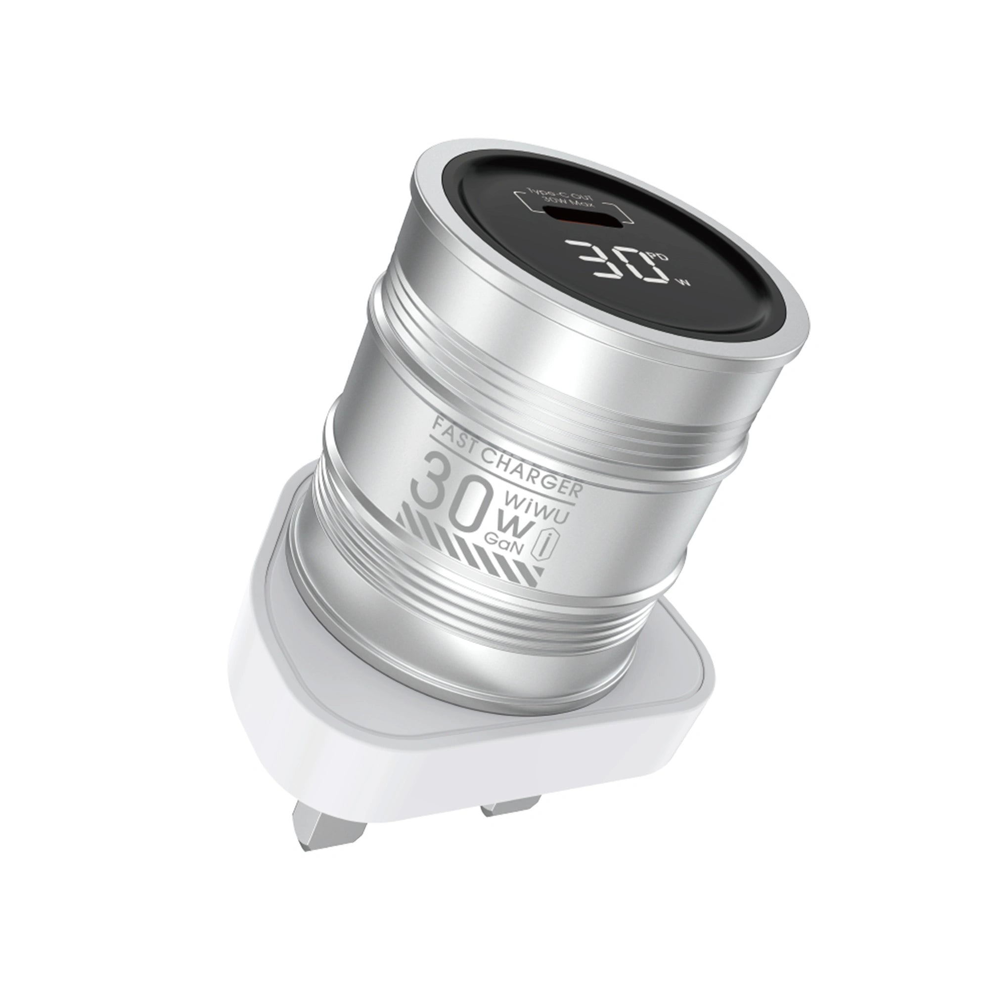 Wiwu Barrel Gan Fast Charge 30W Wi-027 - Silver