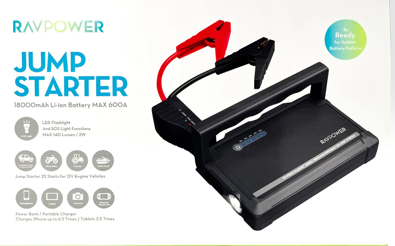 Ravpower Jump Starter 18000mAh Li-ion Battery Max 600A