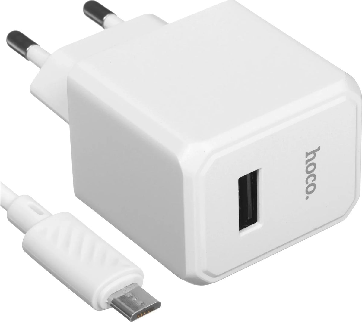 hoco Singel Port Charger Set With USB-A To Micro Cable CS11A White