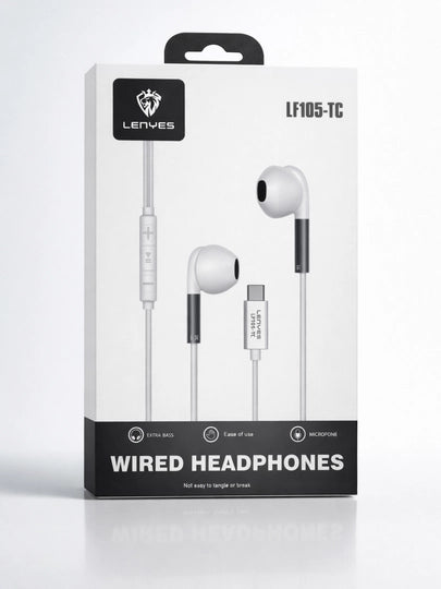 Lenyes Wired Headphones LF105-TC White