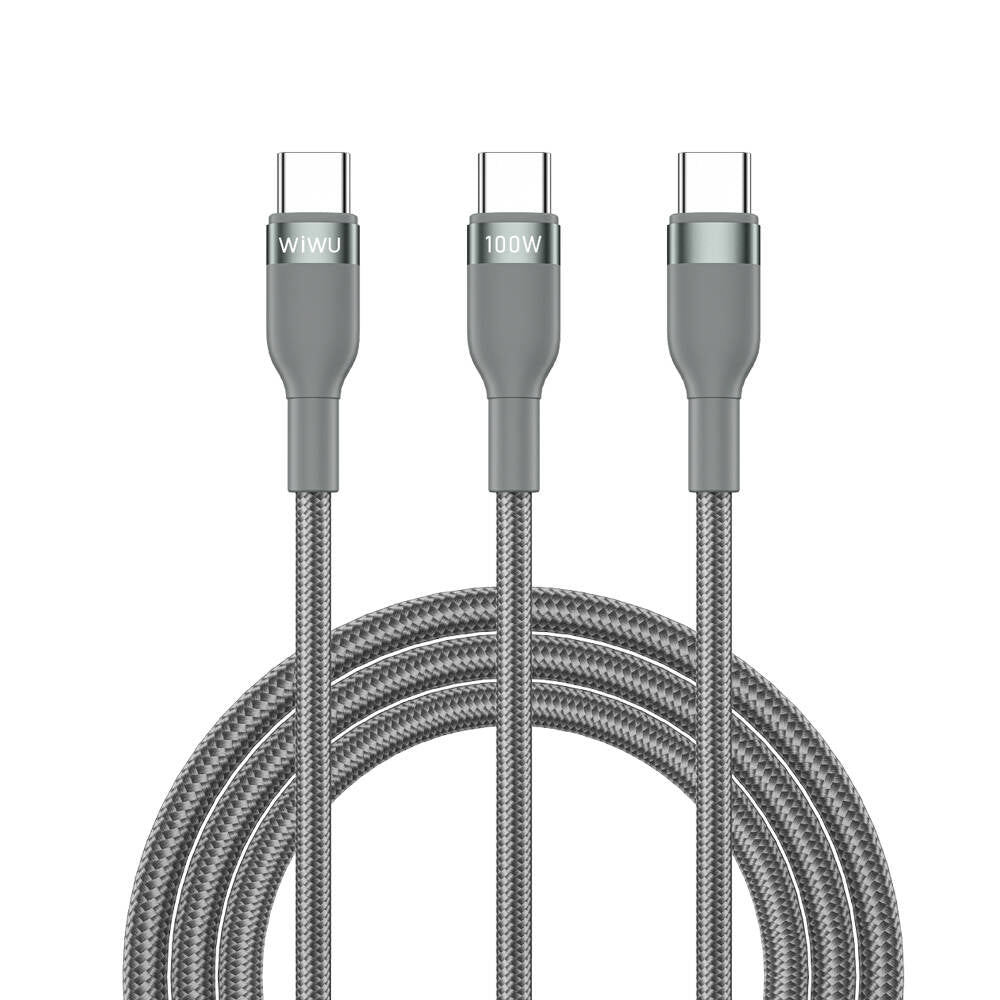 Wiwu Concise USB-C TO USB-C + USB-C Cable 100W 1.2m - Gray