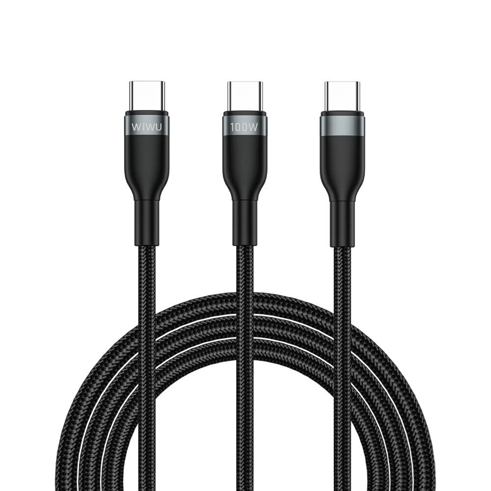 Wiwu Concise USB-C TO USB-C + USB-C Cable 100W 1.2m - Black