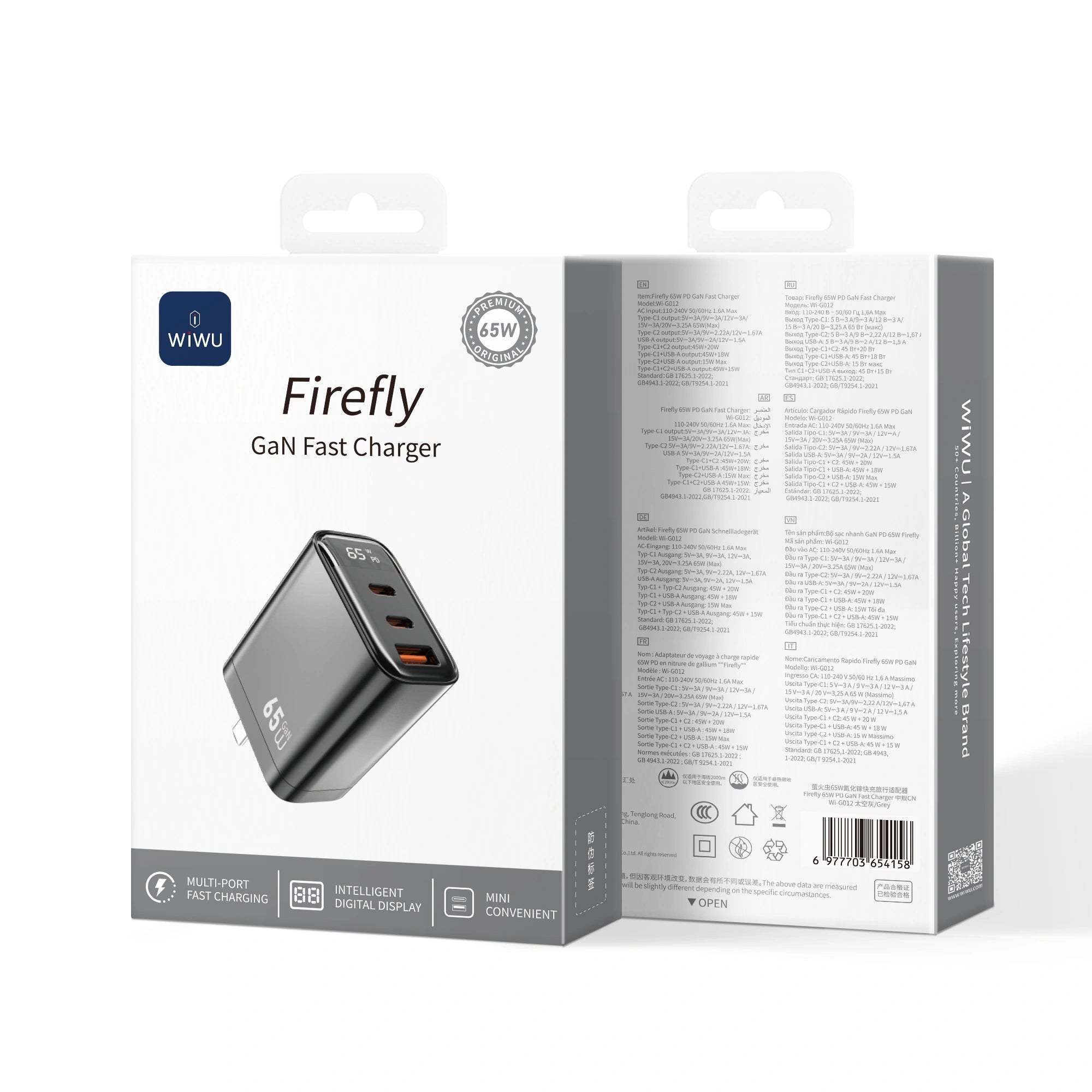 Wiwu Firefly Gan Fast Charger 65W - WI-G012 Black