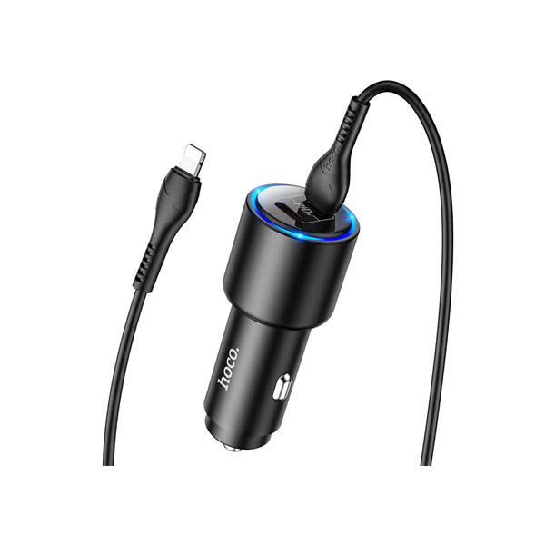 Hoco Blue Led Lights Car Charger Dual Port Typ-C PD 20W NZ3