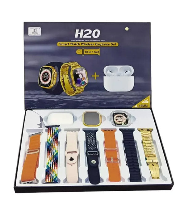 H20 Smart Watch 49mm Earbuds Set+10 in 1 Strap