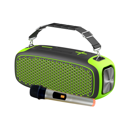 WIWU P16 MAX WIRELESS SPEAKER WITH WIRELESS MICROPHONE - BLACK + YELLOW GREEN