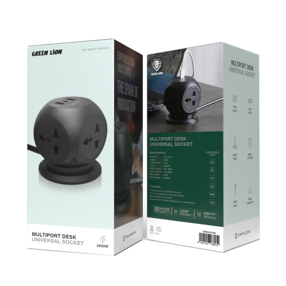 Green Lion Multiport Desk Universal Socket 2500W