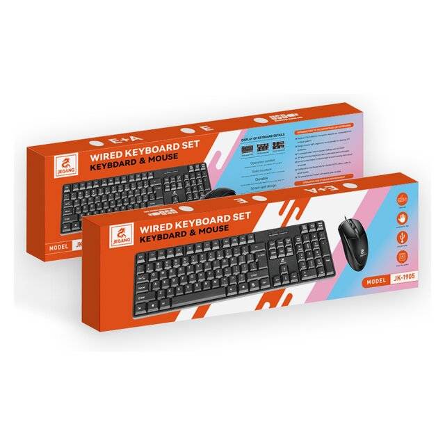 Jeqang Wired Keybored & Mouse Set - JK-1905 Black