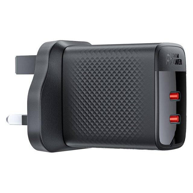 Acefast Gan Fast Dual Port Charger With USB-C+USB-L Ports 30W - A131 Black
