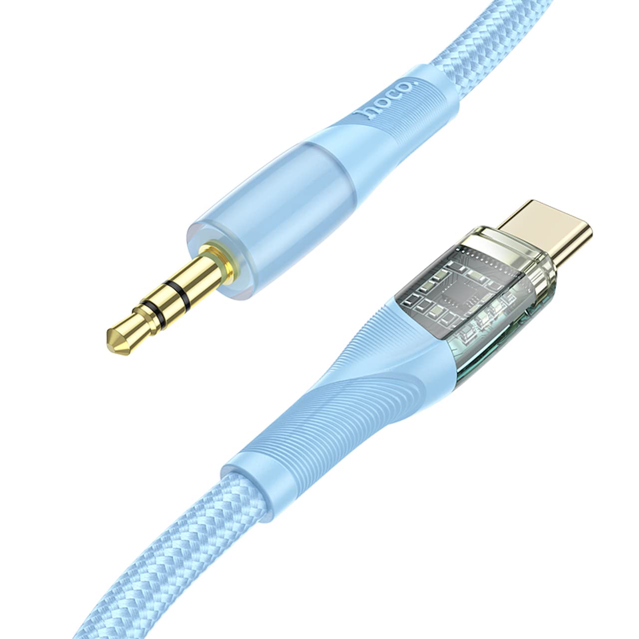 Hoco Transparent Discover Edition Audio Conversion Cable Aux TO Typ-C 1M UPA25 - Blue