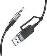 Hoco 2 IN 1 Digtal Audio Conversion Cable Aux TO Typ-C And Usb-A 1M UPA23 - Black