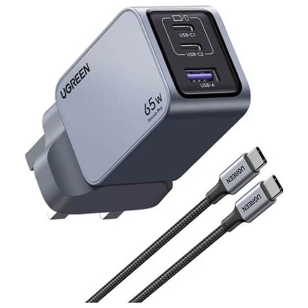 Ugreen Nexode Pro 3-Port Gan Fast Charger 65W - Color Black-X755