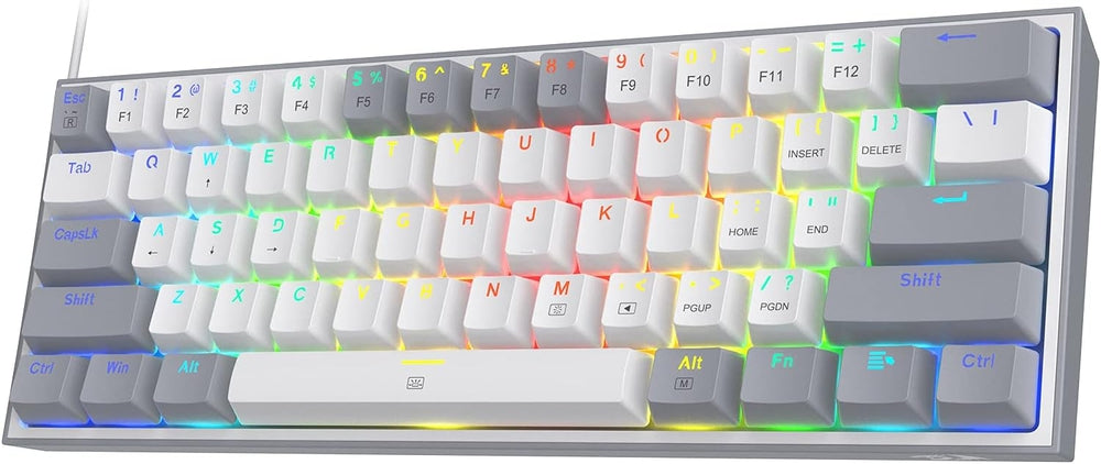 Redragon Fizz Rainbow Mechanical Gaming Keybord RGB K617-R Gray White