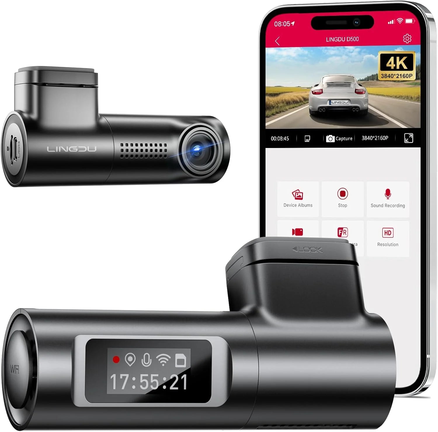 Lingdu Dash Cam Enjoy Your Smart Driving-1296P-2ASWVD08