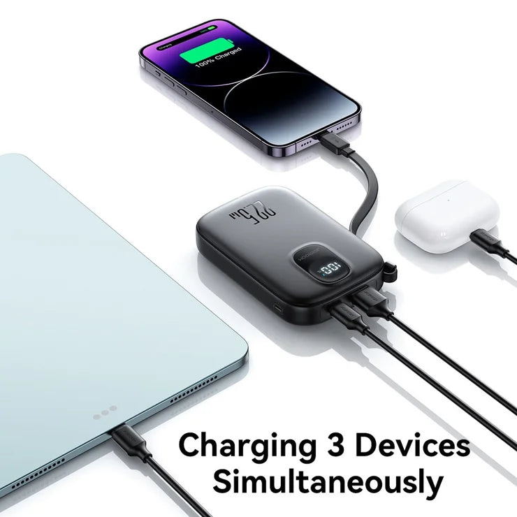 Joyroom Fast Charging Power Bank 10000mAh With Lightning Cable JR-PBF18 - Black