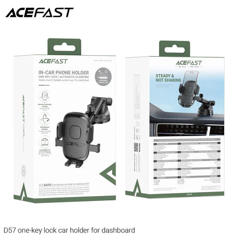 Acefast In-Car Phone Holder One-Key Look Autometic Clamping - D57 Black