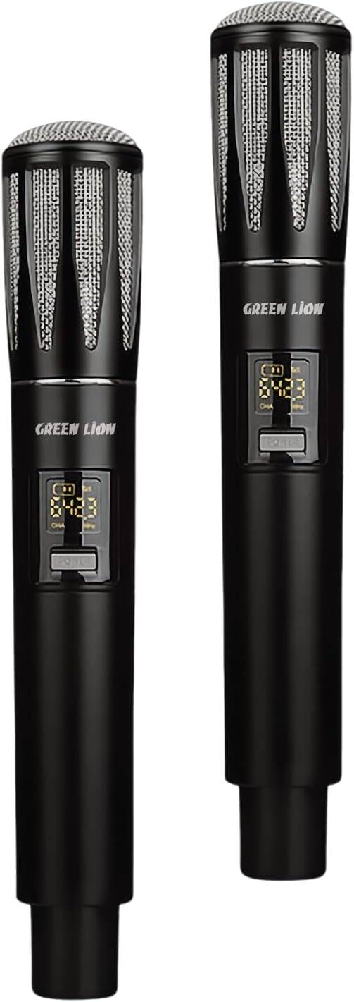 Green Lion Wireless Dual Mic Cordless Microphone  80m - Black