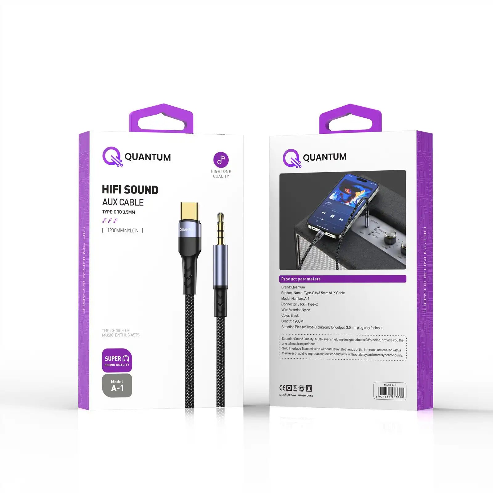 QUANTUM HIFI SOUND AUX CABLE TYPE-C TO 3.5MM A-1
