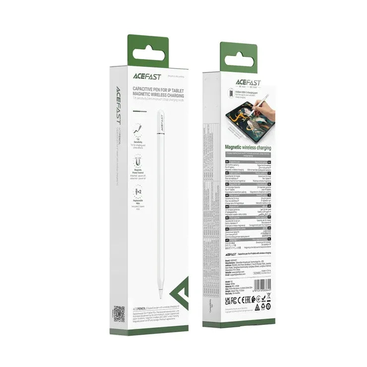 Acefast Copacitive Pen For iP Tablet Magnetic Wireless Charging Pen - V3 White