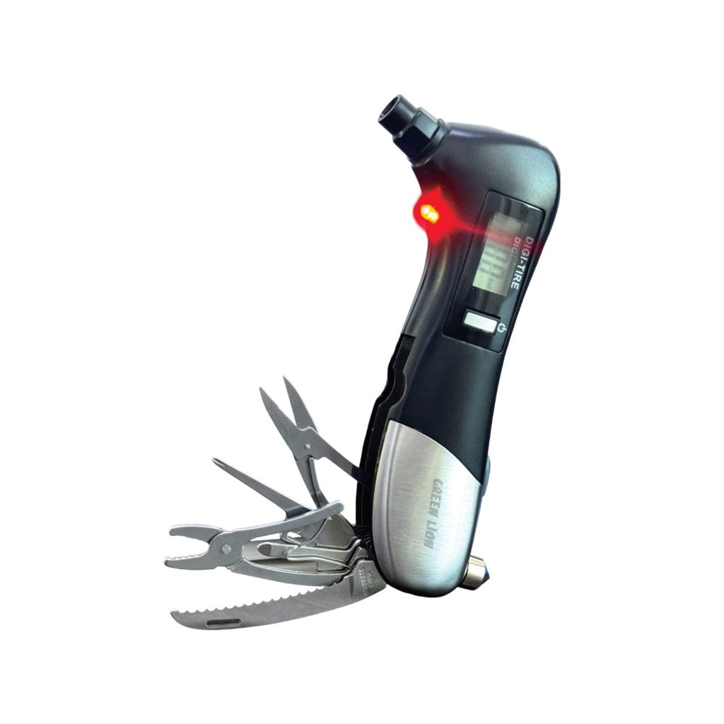 Green Lion Digital Tire Pressure Gauge 9 in 1 Rescue Tool