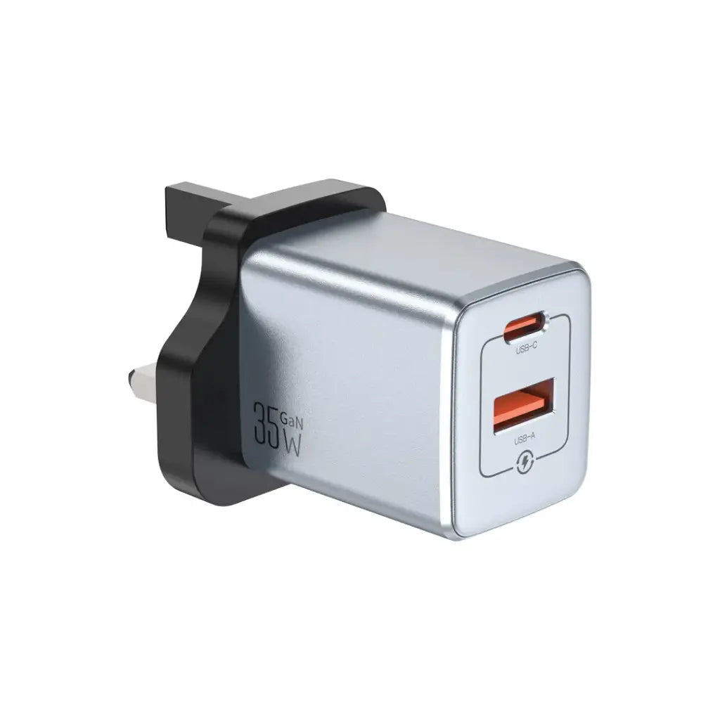 Green Lion GanPremium UK Plug / 2-Ports 35W