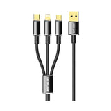 Green Lion Transparent 3 in 1 USB-A TO USB-C + Lightning + Micro Cable 1m
