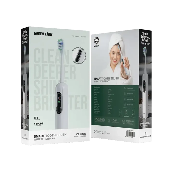 Green Lion Smart Tooth Brush With Tft Display 100 Uses Single Charge