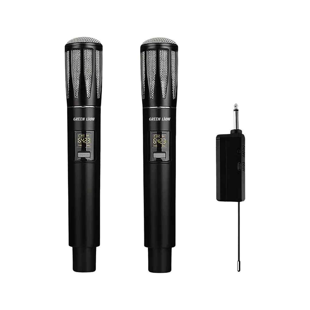 Green Lion Wireless Dual Mic Cordless Microphone  80m - Black