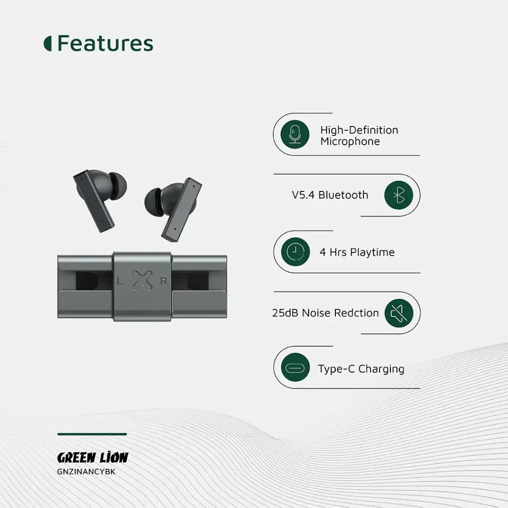 Green Lion Zinc Y Metal Earbuds ANC TWS