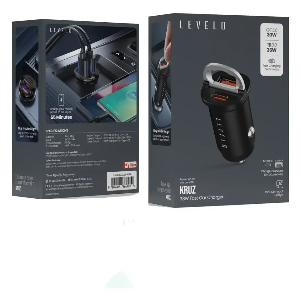 Levelo Kruz 38W Fast Charger Black
