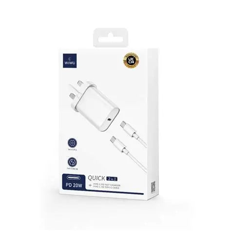 Wiwu Quick USB-C PD Fast Charger USB-C to USB-C Cable 20W WI-I001