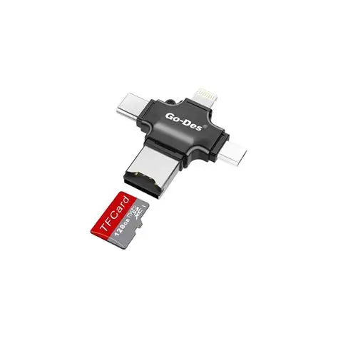 Go-Des 4 in 1 Mobile Phone Card Reader Compatible Computer USB-C / IP / Micro - GD-DK101