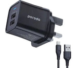 Porodo Dual Outpot Charger With 2.4A Auot ID Technology