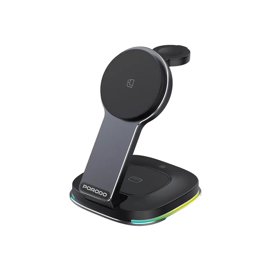 Porodo Compact Folding Wireless Charing Stand RGB Lights FWC063