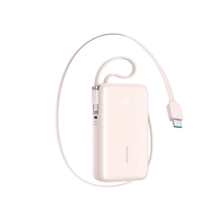 Joyroom 35W Mini Power Bank with Built in Type-C Cable Carrying USB-L Cable JR-PR2L Pink